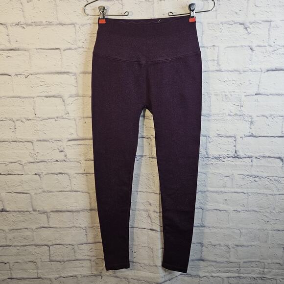 Spiritual Gangster Pants - Spiritual Gangster Leggings Womens M/L High Waisted Purple Glitter Stretch
